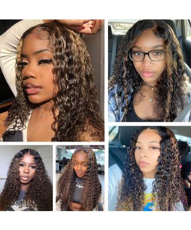 Highlight Ombre Lace Front Human Hair Wig 1B/30 Black Brown 24 Deep Wave Honey Blonde 180% Density - Buy Online on GoSupps.com