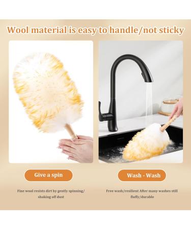 2Pcs Lambswool Duster 15'' Hand Duster Anti-Static Cleaning Duster with Wooden Handle Comfortable Grips Dusting Tools for Ceiling Fans Window Blinds Feathers Dusters - Buy Online on GoSupps.com