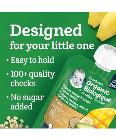 GERBER Organic Baby Pur e Banana Mango Avocado Vanilla Quinoa 90 ml - Buy Online on GoSupps.com