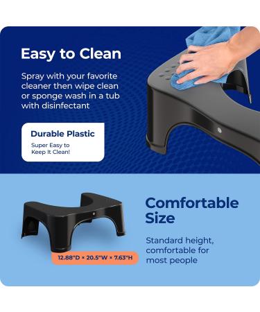 Squatty Potty Eclipse Toilet Stool 7 Inch with Motion-Activated Night Light - Black | Buy Online - Buy Online on GoSupps.com