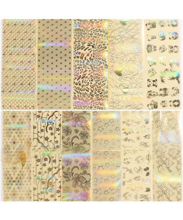 Gold Nail Foil Transfer Stickers - Holographic Designer Nail Art Supplies - 3D Glitter Line Manicure Accessories - 16 Sheets - Buy Online on GoSupps.com