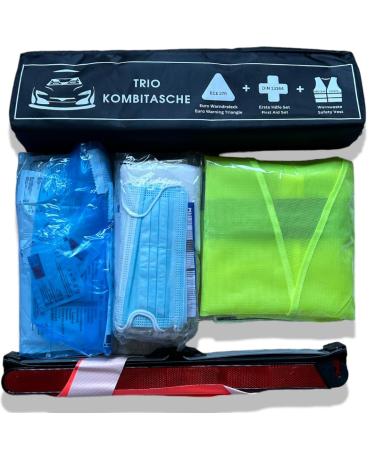 VZL KFZ AUTO AND COMBITH CONSTRUCTION AUTO 2024 T V tested including warning triangle and warning vest car - car association box including first aid set auto 2024 (black)