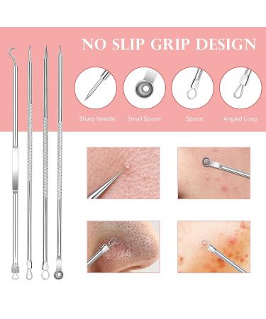 Stainless Steel Blackhead Remover Tool Kit with Metal Case - Acne & Blackhead Extractor Set in Silver Color - Buy Online on GoSupps.com