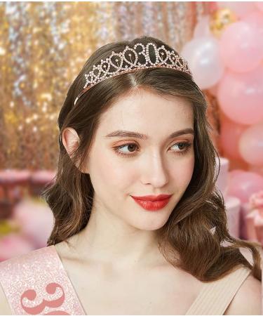 30th Birthday Tiara and Sash Set - Rose Gold Party Decoration with Gift Box - Buy Online on GoSupps.com