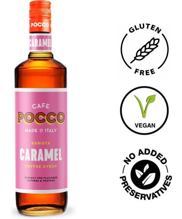 Cafe Pocco Premium Caramel Syrup - 750ml Glass Bottle with Reusable Pump | 10ml Pump Included | 1 Pack - Buy Online on GoSupps.com
