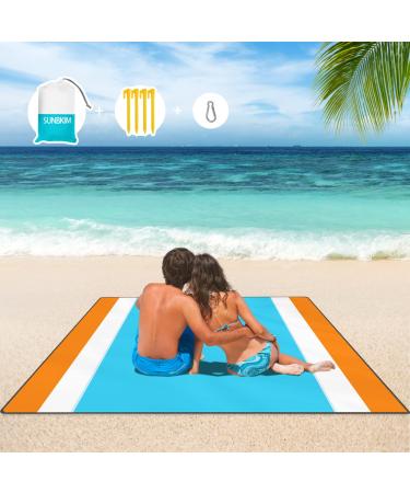 Beach Blacket, Sandproof Waterproof Beach Mat Oversized 79" X 87" for 1-7 Adults, Portable Outdoor Picnic Blanket for Camping, Travel, Hiking - Blue 79''87'' Blue