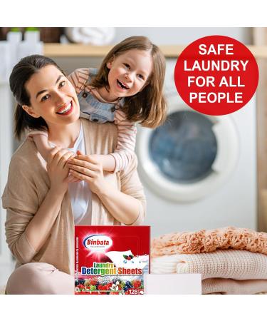 Eco-Friendly Laundry Detergent Sheets - 128 Loads Hypoallergenic Berry Scent Biodegradable & Plastic-Free - Buy Online on GoSupps.com