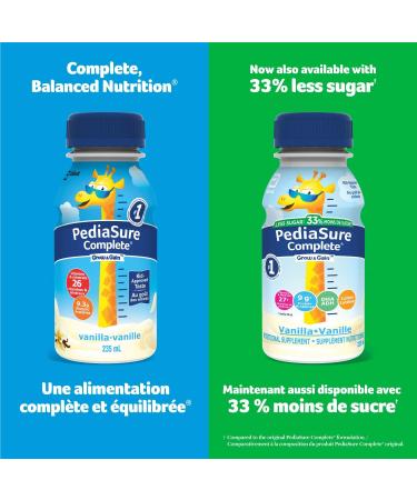 PediaSure Complete Nutritional Supplement 4 x 235 mL Chocolate Kids nutritional shake & PediaSure Complete Reduced Sugar 33% Less Sugar Nutritional Supplement 4 X 235 ml Vanilla 940 ml - Buy Online on GoSupps.com