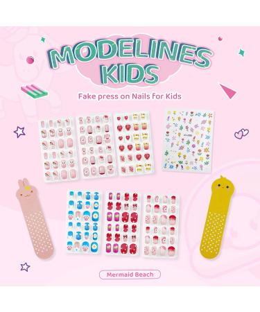 144Pcs Kids Press on Nails | Children Girls Short Artificial Fake Nails | Quick Stick On | Full Cover Acrylic Nail Tip Kit | Cute Pre Glue | Gift for Kids Nail Decoration - Buy Online on GoSupps.com