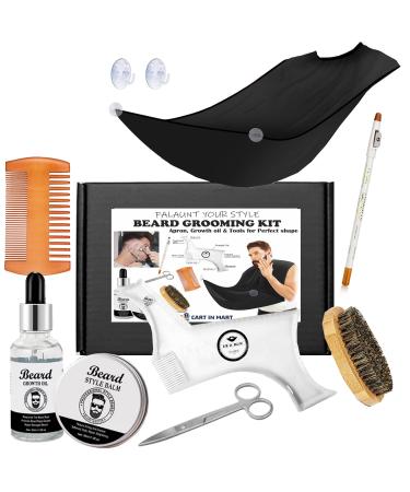 Beard Care Grooming & Trimming Kit With Growth Oil Balm Scissors Unique Gifts For Men Birthday