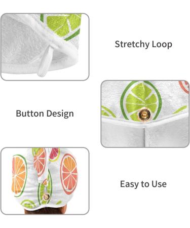 Lemon Grapefruit Slices Hair Towel 2 Pack | Super Absorbent Quick Dry Hair Turbans for Women & Girls | Perfect Hair Drying Solution - Buy Online on GoSupps.com