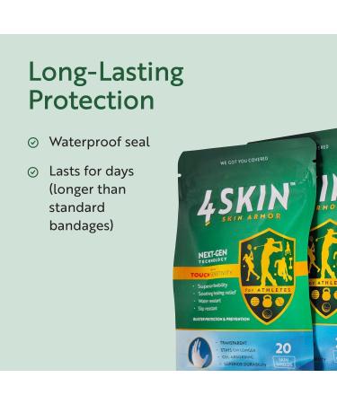 4Skin Skin Armor | Blister Bandages for Healing & Wound Prevention | Transparent Water Resistant Skin Care for Athletes | Flexible Skin Support | 20 Count - Buy Online on GoSupps.com