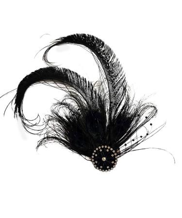 Fenical Artificial Feather Hair Clip Fascinator 1920s Hair Clip Gatsby Costume Flapper Hair Accessory (Black) - Buy Online on GoSupps.com