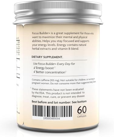 Focus Builder+ | Physical & Mental Energy Booster | 60 Capsules - Boost Focus & Performance | International Shipping Available - Buy Online on GoSupps.com