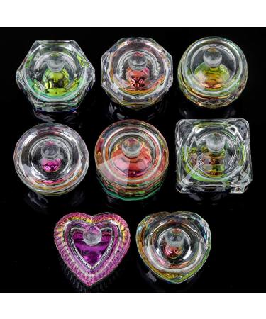 GSHLLO 2 Pcs Colorful Nail Art Glass Acrylic Dappen Dish Liquid Powder Crystal Cup Glassware Tools with Lid H - Buy Online on GoSupps.com