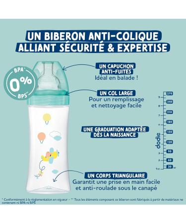 Dodie - Sensation+ Glass Anti-Colic Baby Bottle PARIS 150ml 0-6 months Flat teat Flow rate 1 - Buy Online on GoSupps.com