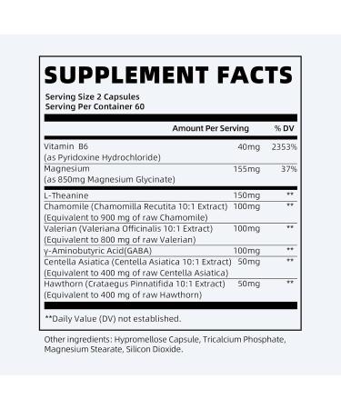 Magnesium Glycinate 850mg Capsules with L-Theanine, Chamomile & GABA for Sleep, Calmness, Muscle, Bone Health & Immune Support, Magnesium for Women and Men, Vegan, High-Absorption, 120 Count 120 Count (Pack of 1) - Buy Online on GoSupps.com