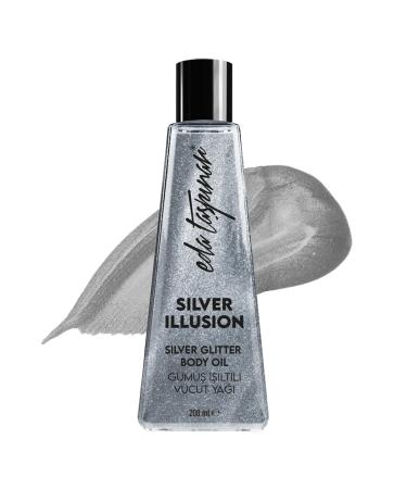 EDA Taspinar Silver Glitter Body Oil Silver Illusion Moisturizing Effect All Eyes on You! 200 ml (6 76 oz)