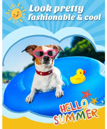Lewondr Sunglasses for Dogs - UV Protection Windproof & Waterproof Glasses with Adjustable Band for Small Dogs - Pink - Buy Online on GoSupps.com