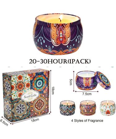 Scented Soy Candles Gift Set Aromatherapy 4pcs (Rose Lavender Vanilla Jasmine) | 100% Natural Wax Travel Tins for Relaxation & Stress Relief | Perfect Spa Gifts for Women - Buy Online on GoSupps.com