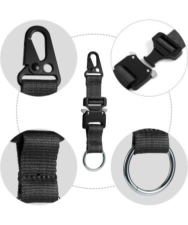 SOWHUP Tactical Keychain - Heavy Duty Quick Release Metal Buckle, HK Clip, Stainless Steel Ring - Black - Buy Online on GoSupps.com