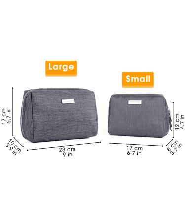 Large Grey Makeup Bag Travel Cosmetic Organizer for Women and Girls - Zipper Pouch (Pack of 1) - Buy Online on GoSupps.com
