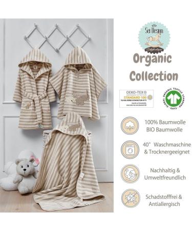 Sei Design Organic Baby Bathrobe | 100% Organic Cotton | Terry Cloth | Ages 3-4 Years | Soft & Natural Children's Bathrobe - Buy Online on GoSupps.com