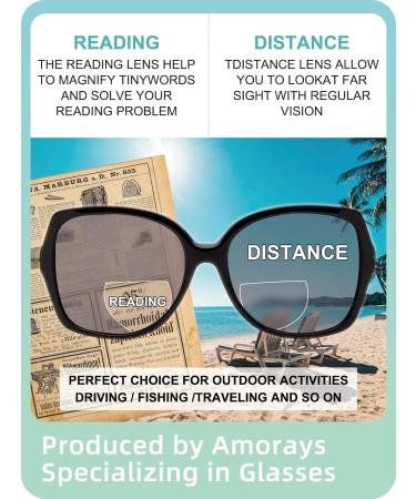 Amorays Bifocal Sunglasses for Women - Oversize Vintage UV400 Anti Blue Light 2 Pack (Black & Blue) - Buy Online on GoSupps.com