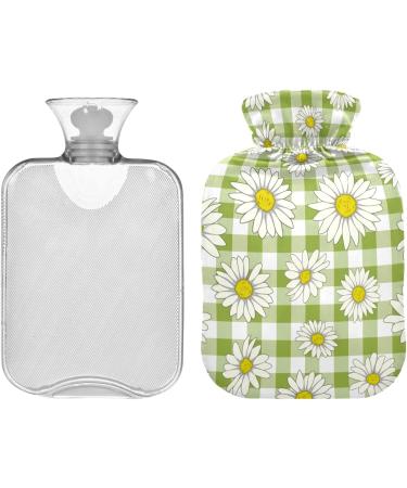 Naanle Hot Water Bottle with Cover - 1L Plaid Daisy for Menstrual Cramps Relief & Cold Therapy | International Shipping Available - Buy Online on GoSupps.com