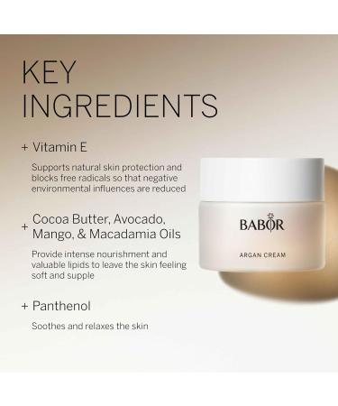 Buy BABOR Argan Cream - Rich Moisturizer for Dry Skin | Deeply Nourishing Lipids & Cocoa Butter | 1.7 oz - Intense Hydration & Soft Skin - Buy Online on GoSupps.com