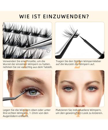 QueWel Cluster Lashes - 240 Pieces of 0.07D Curl DIY Eyelash Extensions (8-14mm Mix) for Natural Look - Single Cluster Eyelashes - Buy Online on GoSupps.com