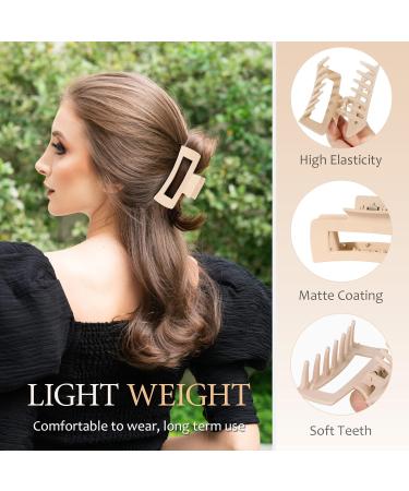 8 Pack Large Hair Claw Clips for Women - Flower & Rectangular Styles with Hair Ties - Neutral Colors - 4.1 Inch - Buy Online on GoSupps.com