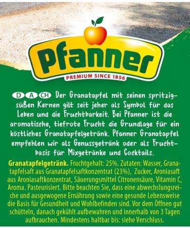 Pfanner Pomegranate Fruit Drink (8 x 1L) - 25% Fruit Content - Bulk Pack Pomegranate Beverage for Refreshing Taste - Buy Online on GoSupps.com