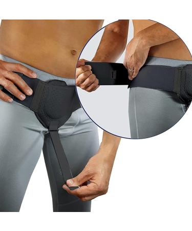 FoRes Adjustable Groin Support Band - Medical Hernia Guard for Inguinal & Sports Hernias - Soft Comfortable & Breathable - Left/Right Side - Black - Buy Online on GoSupps.com