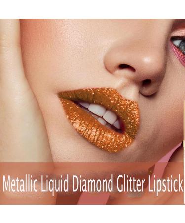 Liquid Diamond Glitter Metallic Lipstick Highly Pigmented Shimmering Multi-Color Lip Gloss Shiny Glossy Liquid Lipstick (08) - Buy Online on GoSupps.com