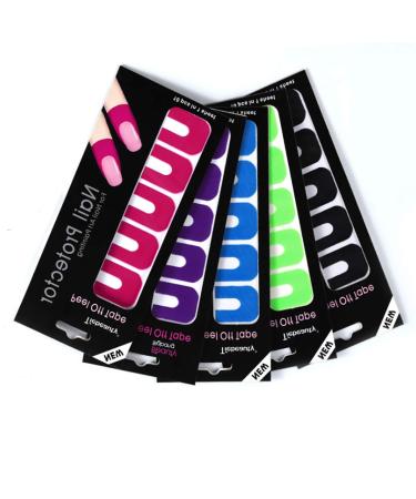 5 Set Nail Protector Peel Off Tape Anti-Spill Nail stickers 5 Colors Nail Painting Guide Manicure Tool for Nail Art