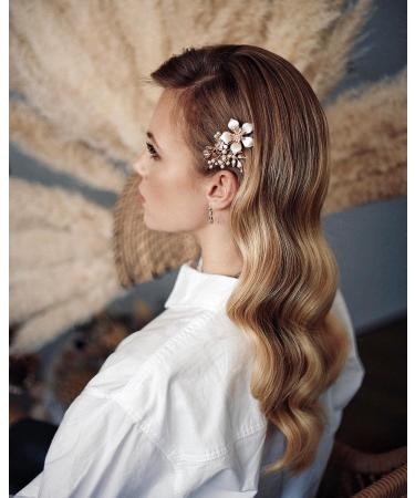 SWEETV Gold Floral Bridal Hair Clip - Wedding Hair Comb Barrette for Brides - Buy Online on GoSupps.com