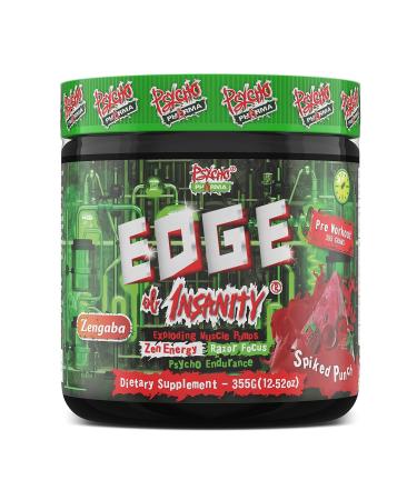 Psycho Pharma Edge of Insanity - New Perfect Powders with Zembrin Zen Energy Feel Good Focus 1 Strongest PWO Best Pre Workout Supplement for Men and Women  Focus & 8G Citrulline Pumps - 325 Gram Spiked Punch