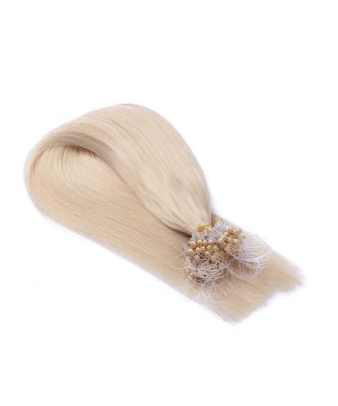 Micro -ring/loop hair extensions (#60 - white blonde - 60 cm - 300 strands - 0.5g) 100% remy real hair hair extension micro ring remy quality very easy to use - by hair -professional 300 strands - 60cm - 0.5g (Total 150g)