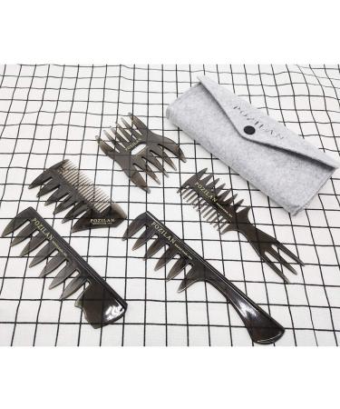 Professional 5 PCS Hair Comb Styling Set with Anti Static Hair Brush - Barber Hairstylist Accessories for Men & Boys - Buy Online on GoSupps.com