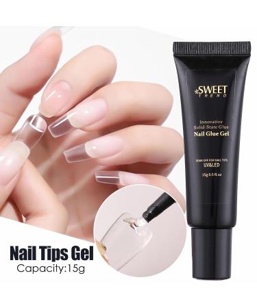Solid Nail Glue Gel 15g*2pcs - Upgrade UV Rhinestone Glue | Extra Strong & Easy to Use for Nail Salons and Home DIY - Buy Online on GoSupps.com