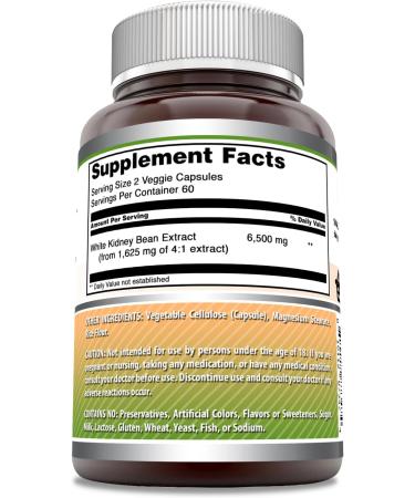 Amazing Formulas White Kidney Bean Extract 6500 mg - Non-GMO Gluten Free 120 Veggie Capsules - Made in USA Supplement - Buy Online on GoSupps.com
