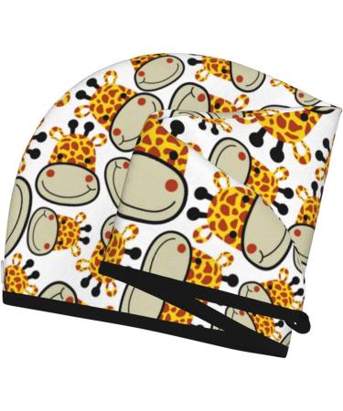Hair Towel Wrap - Quick Drying Towel Turban with Button for Effortless Hair Drying - Giraffe Design - Buy Online on GoSupps.com