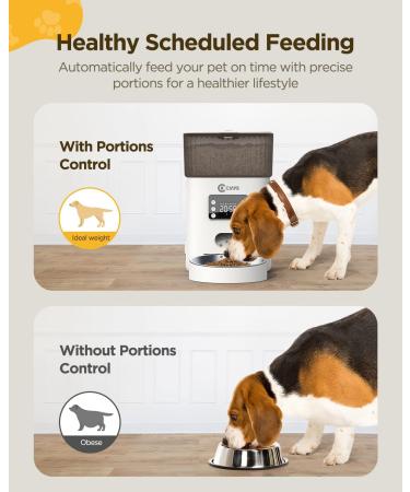 Ciays Automatic Cat Feeder 5.6L - Up to 20 Portions, 4 Meals a Day, Dual Power Supply, Voice Recorder - Pet Food Dispenser for Cats & Dogs - White - Buy Online on GoSupps.com