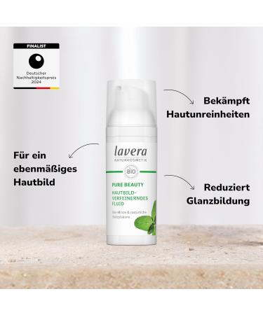 lavera Pure Beauty Skin Tone Refining Fluid - Reduces Shine - Fights Impurities - Natural Cosmetics - Vegan - 50 ml - White - Buy Online on GoSupps.com