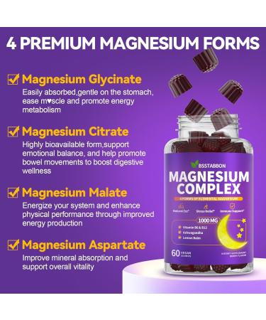 Magnesium Glycinate 400mg Gummies: Natural Melatonin Free Zzz Gummy Formulated with Citrate Malate Taurate Vitamin B6 D3 B12 Zinc Probiotic - High Absorption Zzz Aid for Adults(120Count) Berry 60 Count (Pack of 2) - Buy Online on GoSupps.com