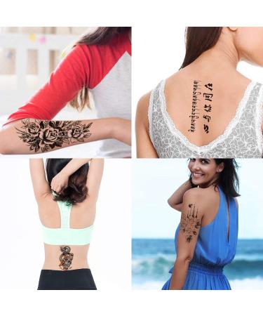 Konsait 24 Sheets Large Temporary Tattoos - Big Flowers Tribal Totem Design - Body Stickers for Men and Women - Buy Online on GoSupps.com