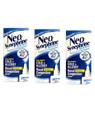 Neo-Synephrine Nasal Spray REGULAR Formula 0.5-Ounce (Pack of 3)