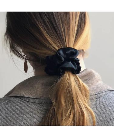 Satin Hair Scrunchies 5 Pack - Frizz Prevention, Breakage Protection, Gentle Style Preservation - Black Sleep Scrunchie Set - Great Mother's Day Gift - Buy Online on GoSupps.com