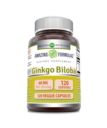 Amazing Formulas Ginkgo Biloba 120 Mg Supplement 120 Capsules | Standardized to Contain 24% Ginkgo Flavone Glycosides | Non-GMO | Gluten Free | Made in USA 120 Count 120 Count (Pack of 1)